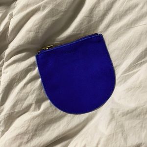 Baggu Suede Leather Small U Pouch in Blue